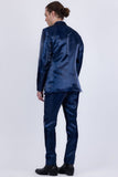 Barabas Wholesale Men's Shiny Satin Look Notch Shawl Lapel Suit 6ESU15 Blue