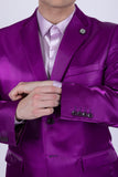 Barabas Wholesale Men's Shiny Satin Look Notch Shawl Lapel Suit 6ESU15 Purple