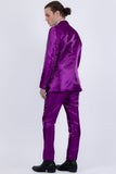 Barabas Wholesale Men's Shiny Satin Look Notch Shawl Lapel Suit 6ESU15 Purple