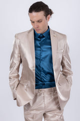 Barabas Wholesale Men's Shiny Satin Look Notch Shawl Lapel Suit 6ESU15 Tan