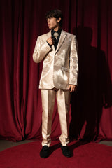 Barabas Wholesale Men's Shiny Satin Look Notch Shawl Lapel Suit 6ESU15 Tan