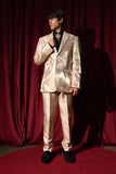 Barabas Wholesale Men's Shiny Satin Look Notch Shawl Lapel Suit 6ESU15 Tan