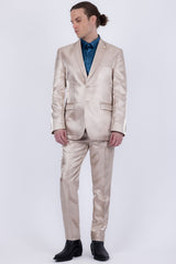 Barabas Wholesale Men's Shiny Satin Look Notch Shawl Lapel Suit 6ESU15 Tan
