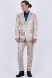 Barabas Wholesale Men's Shiny Satin Look Notch Shawl Lapel Suit 6ESU15 Tan