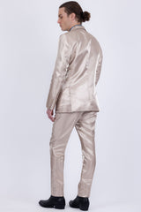 Barabas Wholesale Men's Shiny Satin Look Notch Shawl Lapel Suit 6ESU15 Tan