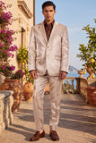 Barabas Wholesale Men's Shiny Satin Look Notch Shawl Lapel Suit 6ESU15 Tan