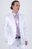 Barabas Wholesale Men's Shiny Satin Look Notch Shawl Lapel Suit 6ESU15 White