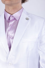 Barabas Wholesale Men's Shiny Satin Look Notch Shawl Lapel Suit 6ESU15 White