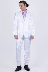 Barabas Wholesale Men's Shiny Satin Look Notch Shawl Lapel Suit 6ESU15 White