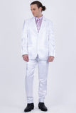 Barabas Wholesale Men's Shiny Satin Look Notch Shawl Lapel Suit 6ESU15 White
