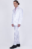 Barabas Wholesale Men's Shiny Satin Look Notch Shawl Lapel Suit 6ESU15 White