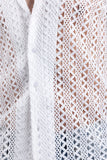 Barabas Wholesale Men's See Through Knitted Breathable Long Sleeve Shirt 6KNB01 White
