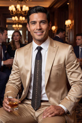 Barabas Wholesale Men's Rhinestone Shiny Satin Luxury Formal Necktie 6NT01 Black Gold