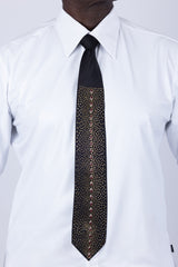 Barabas Wholesale Men's Rhinestone Shiny Satin Luxury Formal Necktie 6NT01 Black Gold