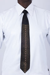 Barabas Wholesale Men's Rhinestone Shiny Satin Luxury Formal Necktie 6NT01 Black Gold