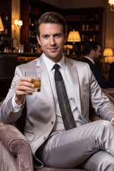 Barabas Wholesale Men's Rhinestone Shiny Satin Luxury Formal Necktie 6NT01 Black Silver