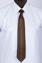 Barabas Wholesale Men's Rhinestone Shiny Satin Luxury Formal Necktie 6NT01 Chocolate Gold