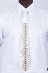 Barabas Wholesale Men's Rhinestone Shiny Satin Luxury Formal Necktie 6NT01 White Gold