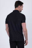 Barabas Wholesale Men's Solid Color Geometric Stretch Polo Shirts 6P02 Black