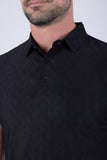 Barabas Wholesale Men's Solid Color Geometric Stretch Polo Shirts 6P02 Charcoal