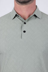 Barabas Wholesale Men's Solid Color Geometric Stretch Polo Shirts 6P02 Sage