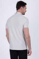 Barabas Wholesale Men's Solid Color Geometric Stretch Polo Shirts 6P02 Beige