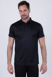 Barabas Wholesale Men's Solid Color Geometric Stretch Polo Shirts 6P03 Black