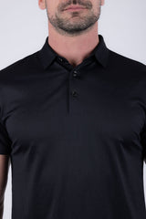 Barabas Wholesale Men's Solid Color Geometric Stretch Polo Shirts 6P03 Black