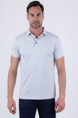 Barabas Wholesale Men's Solid Color Geometric Stretch Polo Shirts 6P03 
