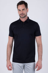 Barabas Wholesale Men's Solid Color Geometric Stretch Polo Shirts 6P04 Black