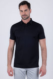 Barabas Wholesale Men's Solid Color Geometric Stretch Polo Shirts 6P04 Black