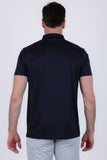 Barabas Wholesale Men's Solid Color Geometric Stretch Polo Shirts 6P04 Black
