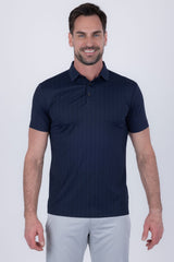 Barabas Wholesale Men's Solid Color Geometric Stretch Polo Shirts 6P04 Blue