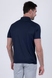 Barabas Wholesale Men's Solid Color Geometric Stretch Polo Shirts 6P04 Navy