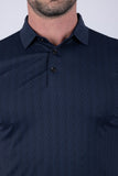 Barabas Wholesale Men's Solid Color Geometric Stretch Polo Shirts 6P04 Blue