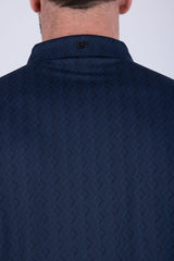 Barabas Wholesale Men's Solid Color Geometric Stretch Polo Shirts 6P04 Estate Blue