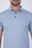 Barabas Wholesale Men's Solid Color Geometric Stretch Polo Shirts 6P04 Blue
