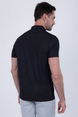 Barabas Wholesale Men's Solid Color Geometric Stretch Polo Shirts 6P05 Black