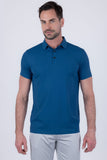 Barabas Wholesale Men's Solid Color Geometric Stretch Polo Shirts 6P05 Blue