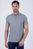 Barabas Wholesale Men's Solid Color Geometric Stretch Polo Shirts 6P05 Silver