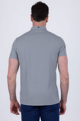 Barabas Wholesale Men's Solid Color Geometric Stretch Polo Shirts 6P05 Harbor Mist