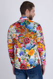 Barabas Wholesale Men's Tiger Floral Rhinestones Long Sleeve Shirts 6SPR01 Yellow