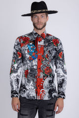 Barabas Wholesale Men's Designer Rhinestone Long Sleeve Shirt Shirts 6SPR02 Black