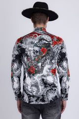 Barabas Wholesale® Men's Designer Rhinestone Long Sleeve Shirt Shirts 6SPR02 Red