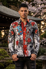 Barabas Wholesale Men's Designer Rhinestone Long Sleeve Shirt Shirts 6SPR02 Black