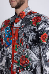 Barabas Wholesale® Men's Designer Rhinestone Long Sleeve Shirt Shirts 6SPR02 Black Grey