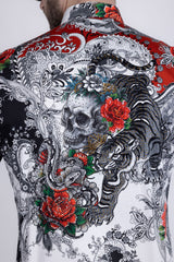 Barabas Wholesale Men's Designer Rhinestone Long Sleeve Shirt Shirts 6SPR02 Black