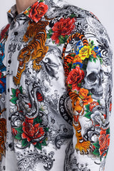 Barabas Wholesale® Men's Designer Rhinestone Long Sleeve Shirt Shirts 6SPR02 White