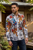Barabas Wholesale® Men's Designer Rhinestone Long Sleeve Shirt Shirts 6SPR02 White