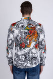 Barabas Wholesale® Men's Designer Rhinestone Long Sleeve Shirt Shirts 6SPR02 White